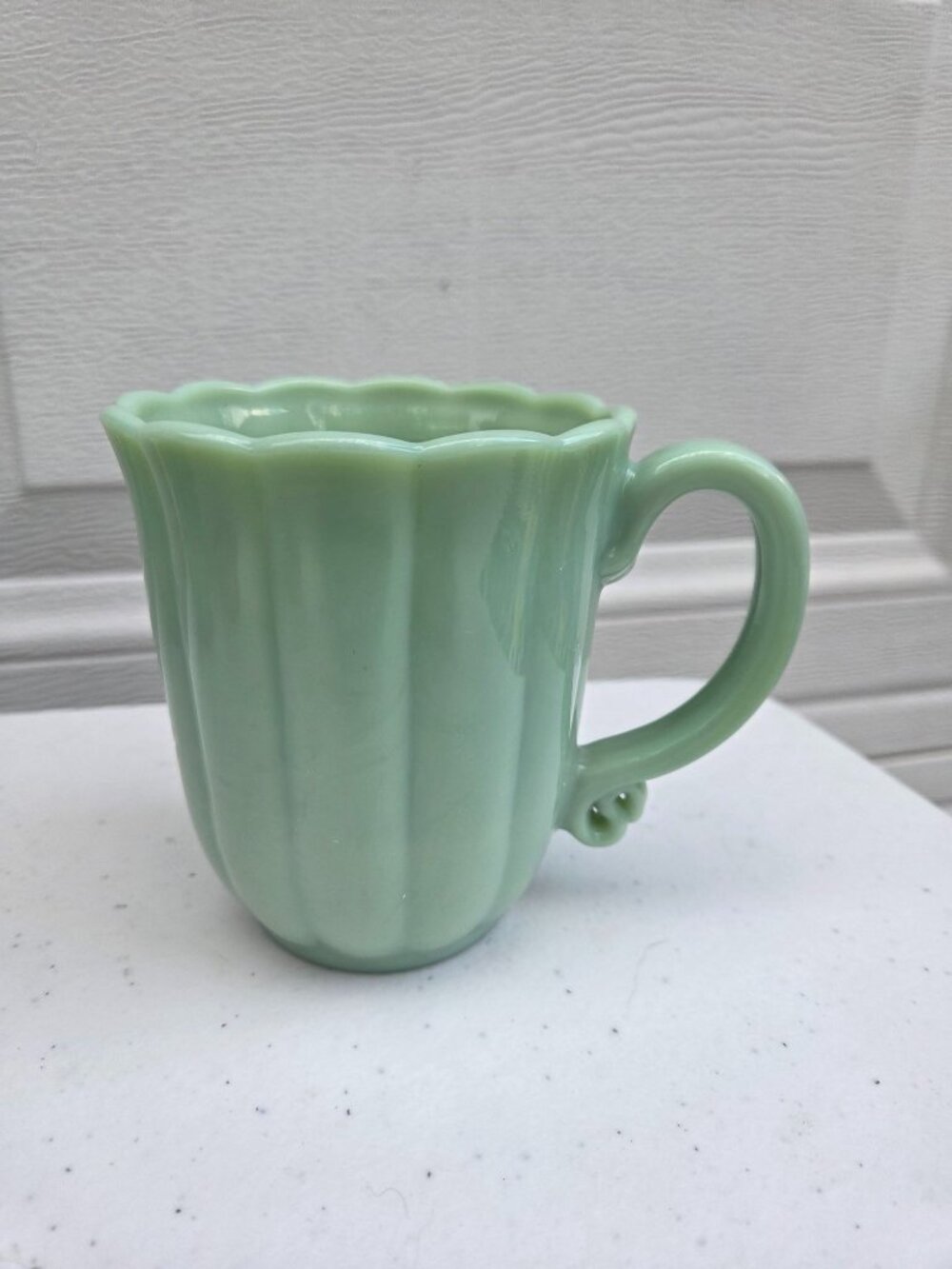 Pioneer Woman Jadite Mug Scalloped Rim Light Green Ceramic 12 Oz Dishwasher Safe